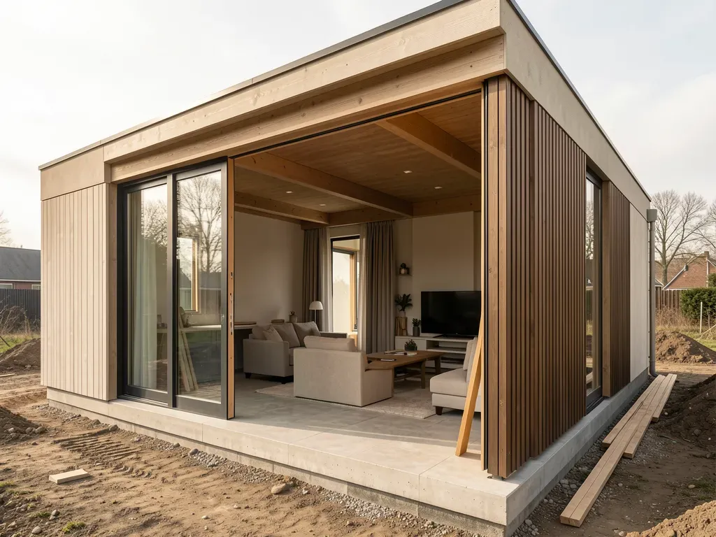 Nieuwbouwwoning in afbouwfase op de bouwplaats