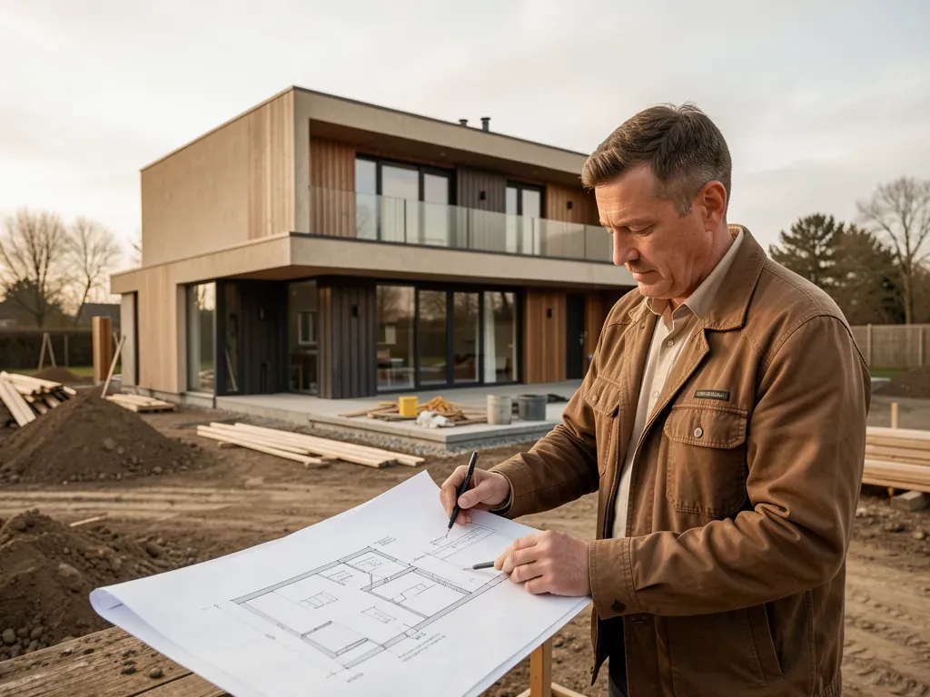 Architect begeleidt bouwplaats van nieuwbouwwoning