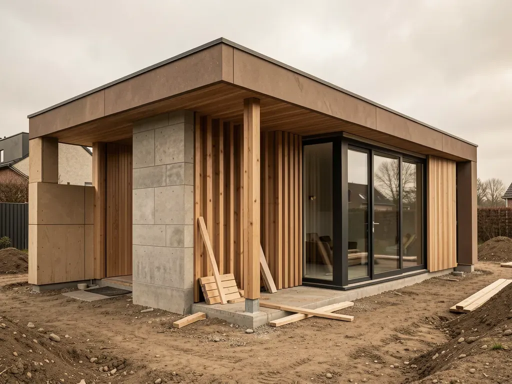 Cinematisch bouwdetail of werktekening op grote schaal van een woningbouwproject