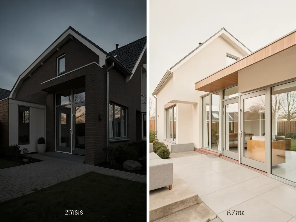Voor-na van een gerealiseerde nieuwbouwwoning in Rotterdam bij oplevering