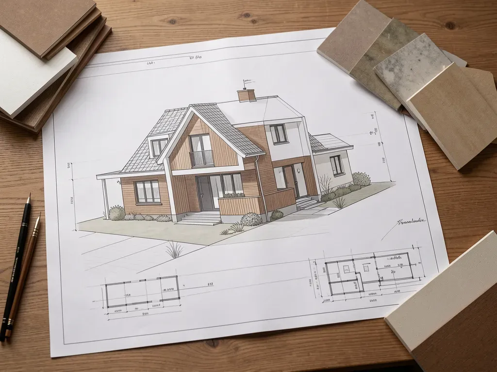 Bouwtekening en vergunningstukken van woningbouwproject